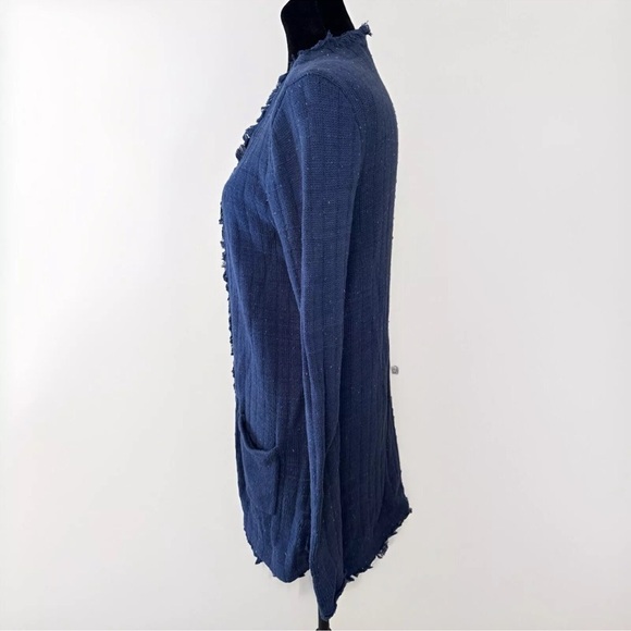 CAbi Sweater Sz M Duchess Long Blue Fringe Cardigan Hippie Y2K 90’s Grunge Boho - Picture 7 of 8